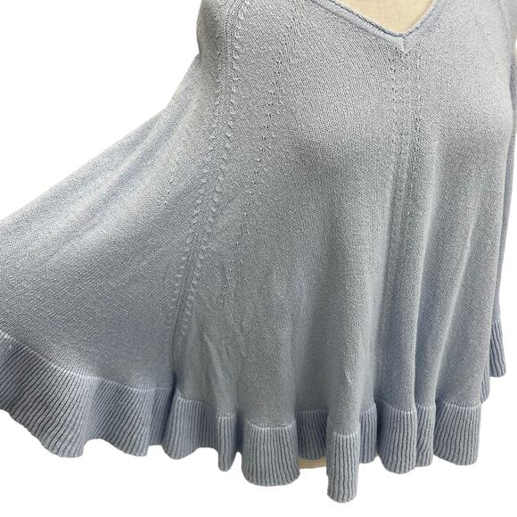 Lilly Pulitzer Eilena Wrap Poncho Sweater Ruffle Trim Light Blue Womens XXS/XS - Picture 3 of 8